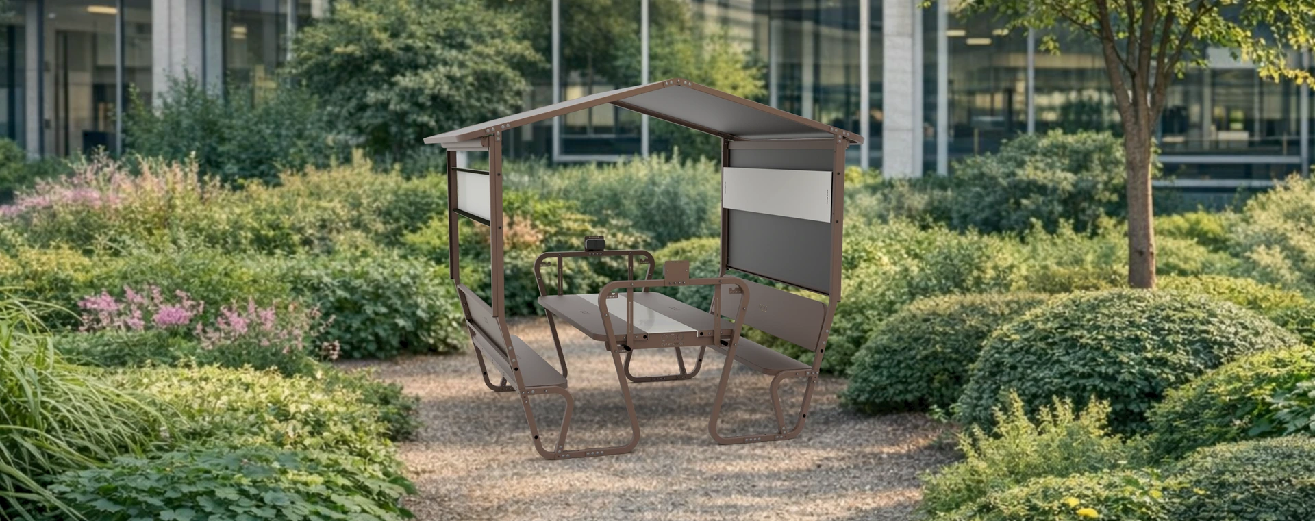 The Outsider in an office garden